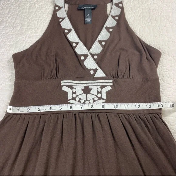 💖5/$25 Inc International Concept Brown Embroidered Tribal Detail Dress Size M - Picture 11 of 12